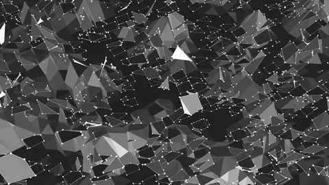 Abstract black and white low poly waving surface as environment. Grey abstract Stock Footage
