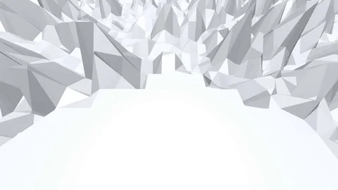 Abstract black and white low poly waving 3D surface as landscape or video game Stock Footage