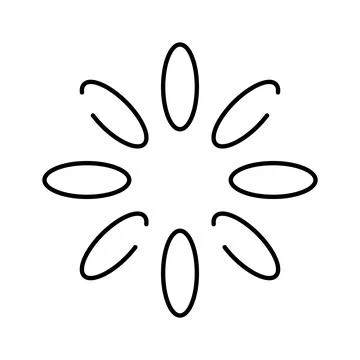 Abstract black and white minimal flower icon Stock Illustration