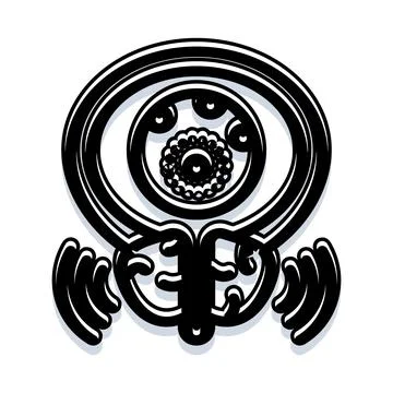 Abstract black and white monster surveillance eye design Stock Illustration