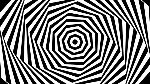 Abstract black and white optical spiral pattern background illusion loop Stock Footage 343633434