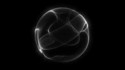Abstract black and white orb. Black isolated background. Wavy opaque sphere.. Stock-Footage 334560480