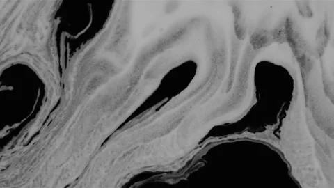 Abstract black and white paint moving background closeup. Stock Footage 344481676
