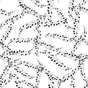 Abstract black and white pattern of musical phrases. Stock Illustration