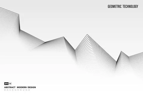 Abstract black and white pattern line design of tech decoration background. Stock Illustration