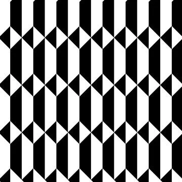 An abstract black and white pattern of interlocking triangles Stock Illustration