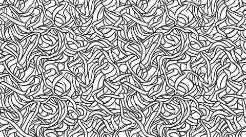 Abstract black and white pattern of tangled lines with organic flow. Illustrazione stock