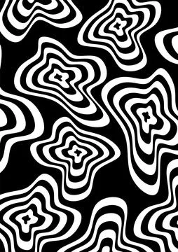 Abstract black and white pattern of flowing, curved concentric lines, creat.. 스톡 일러스트