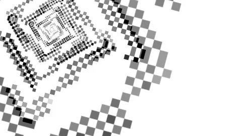 Abstract black and white pixelated spiral pattern.  Video stock 288186323