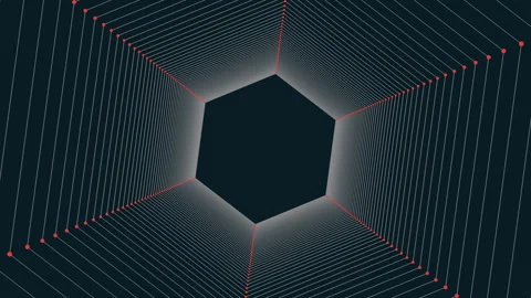 Abstract black and white rectangular grid with striking red hexagonal pattern Video stock 279598565