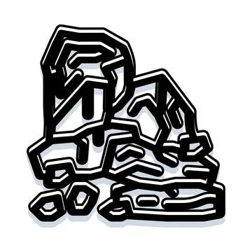 Abstract black and white rock formation illustration Stock Illustration