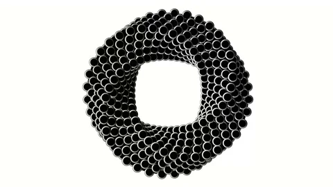Abstract black and white rotating ring Stock Footage 194929023