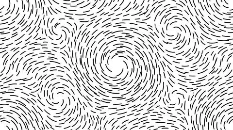 Abstract black and white seamless pattern with flowing short lines and circle Stock Illustration