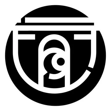 Abstract black and white security camera icon logo design Stock Illustration