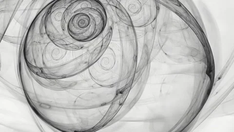 Abstract Black and White Smoke Swirls with Organic Spiral Motion Stock Footage 346127865