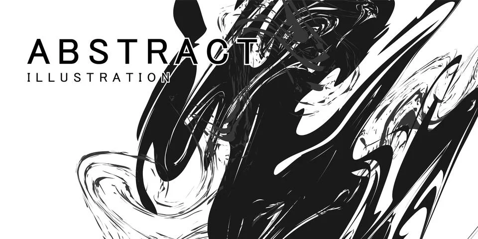 Abstract black and white splashed texture postcard banner isolated Stock Illustration