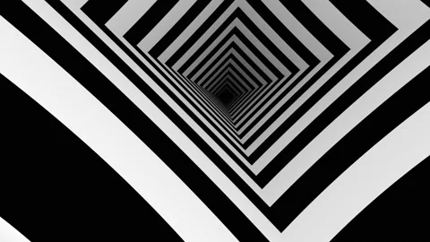 Abstract Black And White Square Stripe Tunnel Background Loop Video stock 143460166