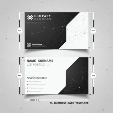 Abstract black and white technology name card template design. Stockillustratie
