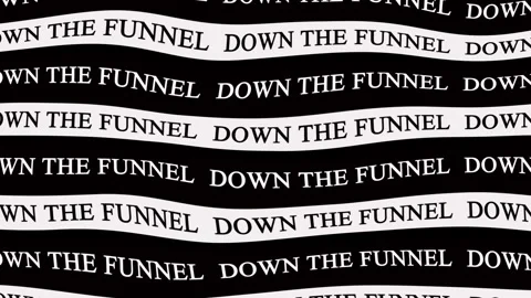 Abstract black and white text animation with the words down the funnel Stock Footage 321700937