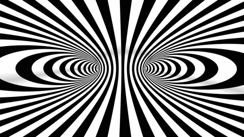 Abstract black and white three dimensional geometrical wormhole motion graphics Stock Footage 142773341