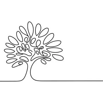 Abstract black and white tree with flower-like leaves Stock Illustration