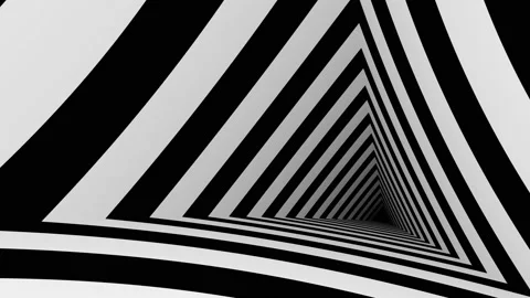 Abstract Black And White Triangle Stripe Tunnel Background Loop Stock Footage 143541858