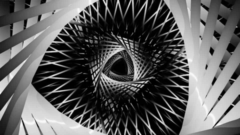 Abstract black and white triangle tunnel illusion vj loop animation Stock Footage 254279341