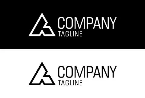 Abstract Black and White triangle Letter A geometric logo design	 Stock Illustration