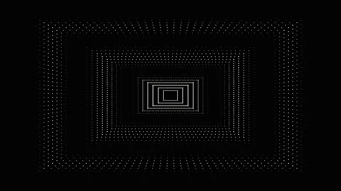 Abstract black and white tunnel with square patterns and dots Stock Footage 337233699