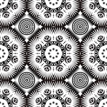 Abstract black and white vector seamless pattern. Greek key ornamental modern 스톡 일러스트
