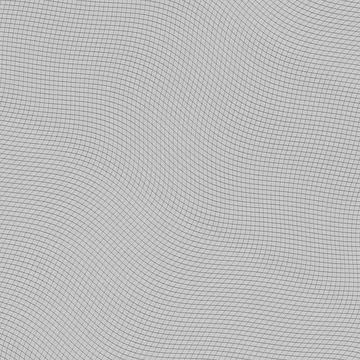 Abstract Black and White Warped Grid Pattern, Minimalist Geometric Wireframe Illustrazione stock