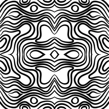 Abstract black and white wave seamless pattern. イラスト素材
