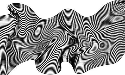 Abstract black and white wave lines background. Vector. 스톡 일러스트