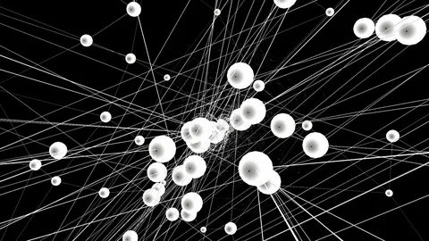Abstract black and white waving 3D grid or mesh of pulsating geometric objects Stock Footage