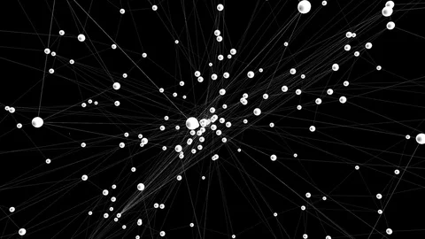 Abstract black and white waving 3D grid or mesh of pulsating geometric objects Stock Footage