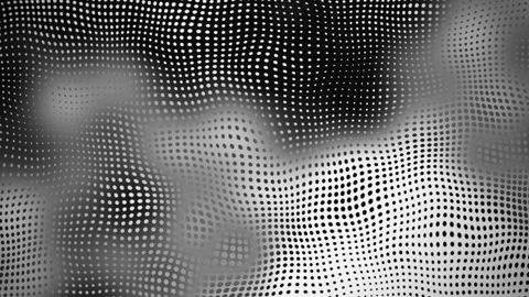Abstract black and white wavy halftone dot pattern background, looping minimal Stock Footage 339223522
