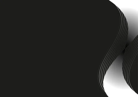 Abstract black and white wavy background with elegant curves and shadows Stock Illustration