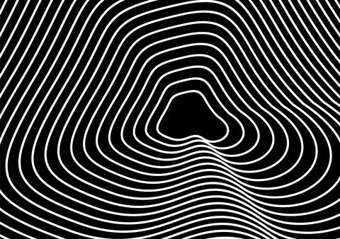 Abstract black and white wavy lines forming a hypnotic, optical illusion pa.. Stock Illustration