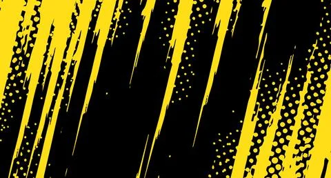 Abstract black and yellow background with dynamic diagonal brush strokes and Stock Illustration