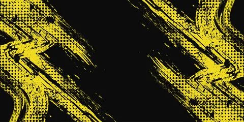 Abstract Black and Yellow Dirty Grunge Background with Halftone Effect Stock-Illustration