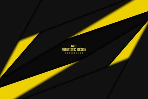 Abstract black and yellow tech overlap design of center template background. Stock Illustration