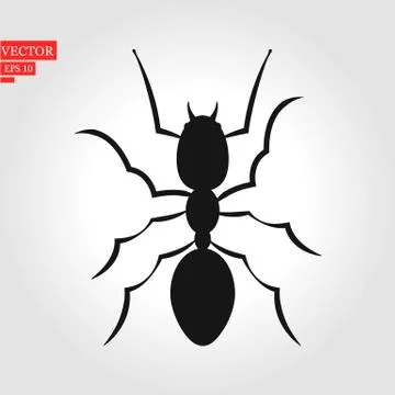 Abstract Black Ant Design. Vector illustration of a black silhouette ant. Iso Stock Illustration