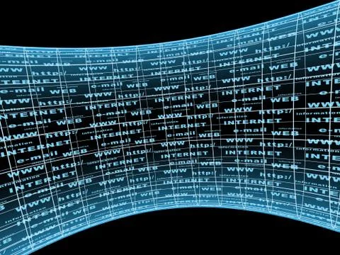 Abstract black background with blue the Internet symbols Stock Illustration