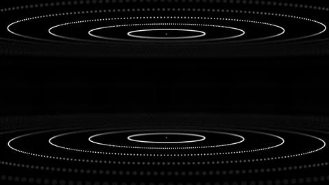 Abstract black background of circular flow of particles. Network connections Illustrazione stock