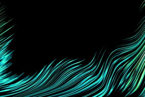 Abstract black background with colored blue curl lines Stock Illustration