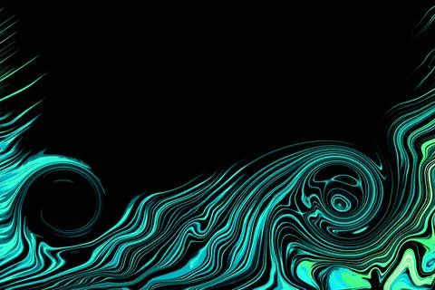 Abstract black background with colored blue curl lines Stockillustratie