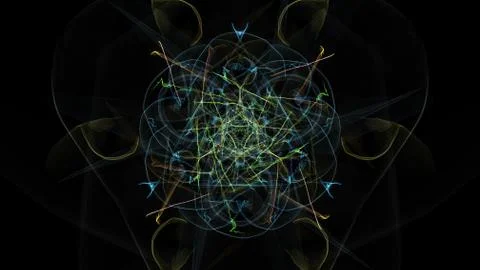 Abstract black background with colored lines. Stock Illustration