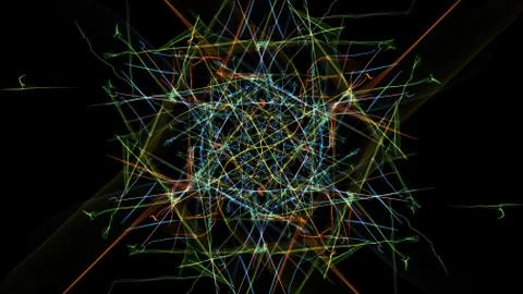 Abstract black background with colored lines. Stock Illustration