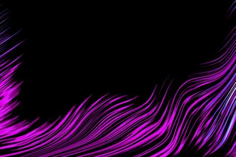Abstract black background with colored pink curl lines Stock Illustration
