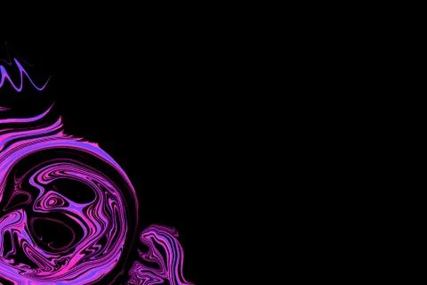 Abstract black background with colored pink curl lines 스톡 일러스트